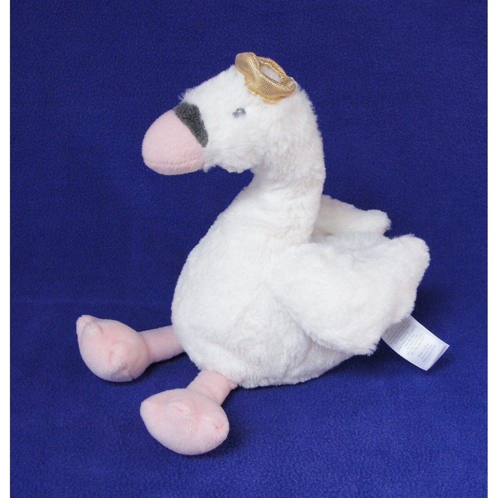 Carters White Swan Gold Crown Baby Plush 10 Inch Stuffed Animal Toy Bird